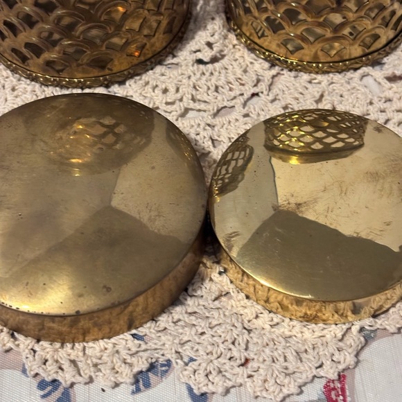 Vintage Made in India Brass Filigree Nesting Canisters - Picture 6 of 14